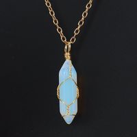 Simple Style Hexagon Prism Natural Stone Copper Handmade Pendant Necklace 1 Piece sku image 9