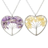 Mode Baum Herzform Künstlicher Kristall Kupfer Perlen Aushöhlen Halskette Mit Anhänger 1 Stück main image 1