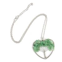 Fashion Tree Heart Shape Artificial Crystal Copper Beaded Hollow Out Pendant Necklace 1 Piece main image 2