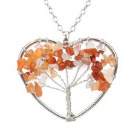 Fashion Tree Heart Shape Artificial Crystal Copper Beaded Hollow Out Pendant Necklace 1 Piece sku image 4