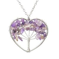 Fashion Tree Heart Shape Artificial Crystal Copper Beaded Hollow Out Pendant Necklace 1 Piece sku image 8