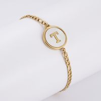 Fashion Letter Stainless Steel Plating Inlay Shell Bracelets 1 Piece sku image 20