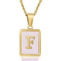 Fashion Letter Stainless Steel Plating Inlay Shell Pendant Necklace 1 Piece sku image 6