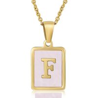 Fashion Letter Stainless Steel Plating Inlay Shell Pendant Necklace 1 Piece sku image 32