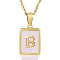 Fashion Letter Stainless Steel Plating Inlay Shell Pendant Necklace 1 Piece sku image 2
