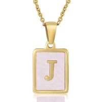Fashion Letter Stainless Steel Plating Inlay Shell Pendant Necklace 1 Piece sku image 10