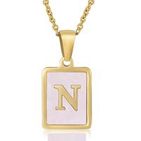 Fashion Letter Stainless Steel Plating Inlay Shell Pendant Necklace 1 Piece sku image 14