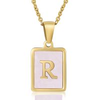 Fashion Letter Stainless Steel Plating Inlay Shell Pendant Necklace 1 Piece sku image 18