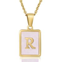 Fashion Letter Stainless Steel Plating Inlay Shell Pendant Necklace 1 Piece sku image 44