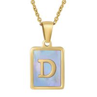 Fashion Letter Stainless Steel Plating Inlay Shell Pendant Necklace 1 Piece sku image 56