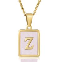 Fashion Letter Stainless Steel Plating Inlay Shell Pendant Necklace 1 Piece sku image 26