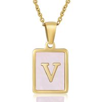 Fashion Letter Stainless Steel Plating Inlay Shell Pendant Necklace 1 Piece sku image 22