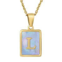 Fashion Letter Stainless Steel Plating Inlay Shell Pendant Necklace 1 Piece sku image 64
