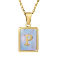 Fashion Letter Stainless Steel Plating Inlay Shell Pendant Necklace 1 Piece sku image 68