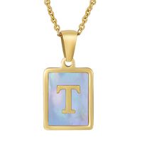 Fashion Letter Stainless Steel Plating Inlay Shell Pendant Necklace 1 Piece sku image 72