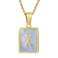 Fashion Letter Stainless Steel Plating Inlay Shell Pendant Necklace 1 Piece sku image 76
