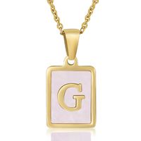 Fashion Letter Stainless Steel Plating Inlay Shell Pendant Necklace 1 Piece sku image 7