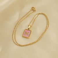 Fashion Letter Stainless Steel Plating Inlay Shell Pendant Necklace 1 Piece main image 4
