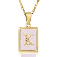 Fashion Letter Stainless Steel Plating Inlay Shell Pendant Necklace 1 Piece sku image 11