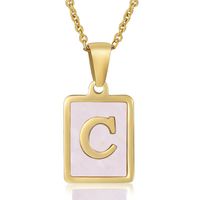 Fashion Letter Stainless Steel Plating Inlay Shell Pendant Necklace 1 Piece sku image 3