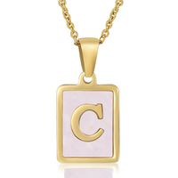 Fashion Letter Stainless Steel Plating Inlay Shell Pendant Necklace 1 Piece sku image 29