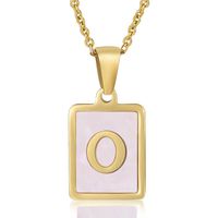 Fashion Letter Stainless Steel Plating Inlay Shell Pendant Necklace 1 Piece sku image 15