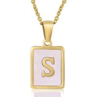 Fashion Letter Stainless Steel Plating Inlay Shell Pendant Necklace 1 Piece sku image 19