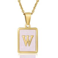 Fashion Letter Stainless Steel Plating Inlay Shell Pendant Necklace 1 Piece sku image 23