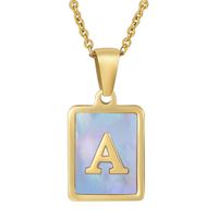 Fashion Letter Stainless Steel Plating Inlay Shell Pendant Necklace 1 Piece sku image 53