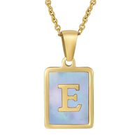 Fashion Letter Stainless Steel Plating Inlay Shell Pendant Necklace 1 Piece sku image 57