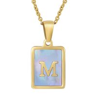 Fashion Letter Stainless Steel Plating Inlay Shell Pendant Necklace 1 Piece sku image 65