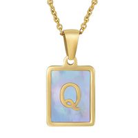Fashion Letter Stainless Steel Plating Inlay Shell Pendant Necklace 1 Piece sku image 69