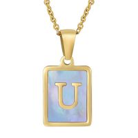 Fashion Letter Stainless Steel Plating Inlay Shell Pendant Necklace 1 Piece sku image 73