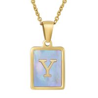 Fashion Letter Stainless Steel Plating Inlay Shell Pendant Necklace 1 Piece sku image 77