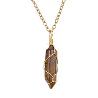 Simple Style Hexagon Prism Natural Stone Copper Handmade Pendant Necklace 1 Piece sku image 6