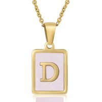 Fashion Letter Stainless Steel Plating Inlay Shell Pendant Necklace 1 Piece sku image 4