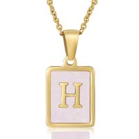 Fashion Letter Stainless Steel Plating Inlay Shell Pendant Necklace 1 Piece sku image 8