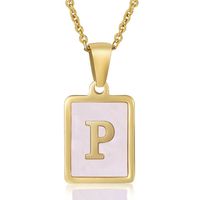 Fashion Letter Stainless Steel Plating Inlay Shell Pendant Necklace 1 Piece sku image 42