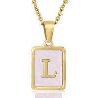 Fashion Letter Stainless Steel Plating Inlay Shell Pendant Necklace 1 Piece sku image 38
