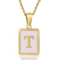Fashion Letter Stainless Steel Plating Inlay Shell Pendant Necklace 1 Piece sku image 20