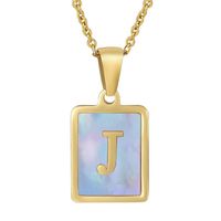 Fashion Letter Stainless Steel Plating Inlay Shell Pendant Necklace 1 Piece sku image 62