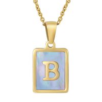 Fashion Letter Stainless Steel Plating Inlay Shell Pendant Necklace 1 Piece sku image 54