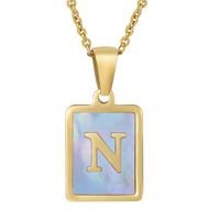 Fashion Letter Stainless Steel Plating Inlay Shell Pendant Necklace 1 Piece sku image 66