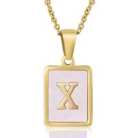 Fashion Letter Stainless Steel Plating Inlay Shell Pendant Necklace 1 Piece sku image 24