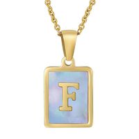 Fashion Letter Stainless Steel Plating Inlay Shell Pendant Necklace 1 Piece sku image 58