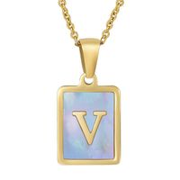 Fashion Letter Stainless Steel Plating Inlay Shell Pendant Necklace 1 Piece sku image 74