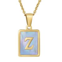 Fashion Letter Stainless Steel Plating Inlay Shell Pendant Necklace 1 Piece sku image 78