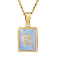 Fashion Letter Stainless Steel Plating Inlay Shell Pendant Necklace 1 Piece sku image 70