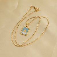 Fashion Letter Stainless Steel Plating Inlay Shell Pendant Necklace 1 Piece main image 2