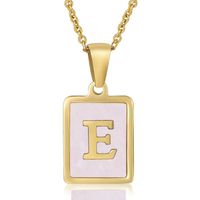 Fashion Letter Stainless Steel Plating Inlay Shell Pendant Necklace 1 Piece sku image 5